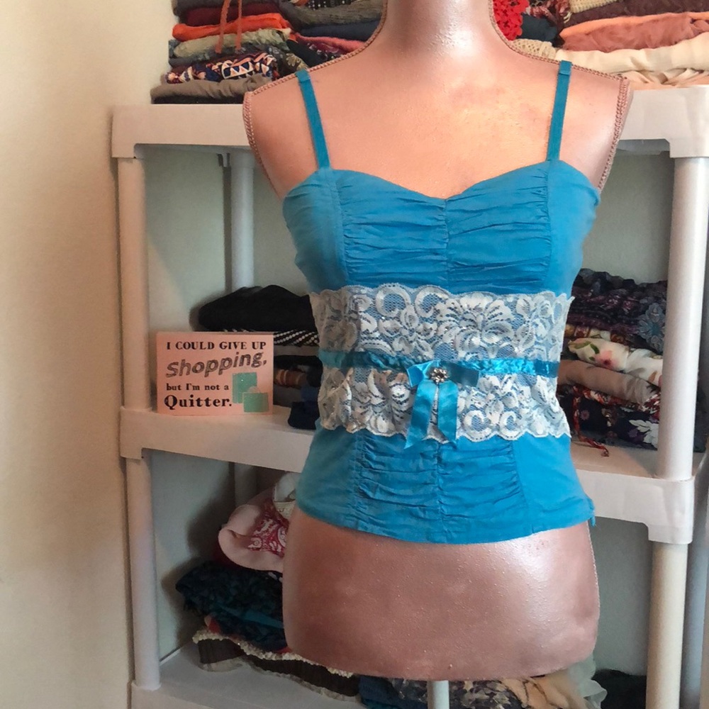 Ruched lace corset top rhinestones